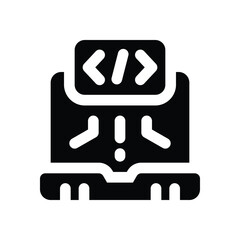 coding glyph icon. Strong and solid vector icon for websites, mobile interfaces, presentations, and visual branding. High quality and easy to edit.