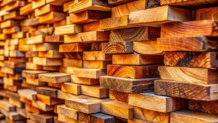 Stacked Wooden Blocks, Rustic Wood Texture, Natural Light, Close-Up,  Craft Supplies