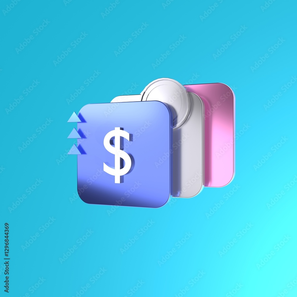Wall mural digital finance concept: an abstract representation of digital finance elements, featuring a stack o