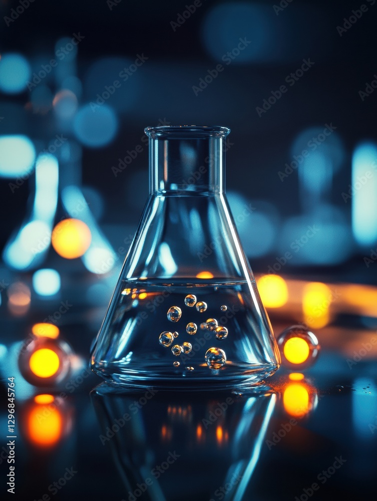 Aufkleber transparent gas in laboratory beaker illustrates molecular dynamics in scientific research setting. 