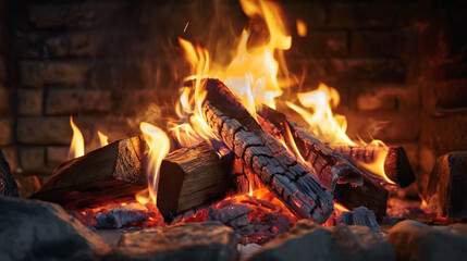 Fototapeta premium fire in fireplace