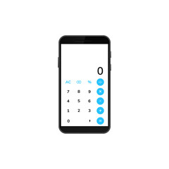 Smartphone showing digital calculator app, featuring numbers, basic mathematical functions, and symbols.