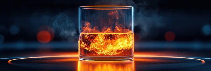 Transparent gas fills laboratory beaker as molecular activity is observed during scientific experimentation. Generative AI