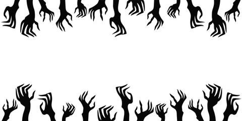 Minimalistic silhouette of ghostly hands with claws, evoking Halloween fear and spooky darkness.