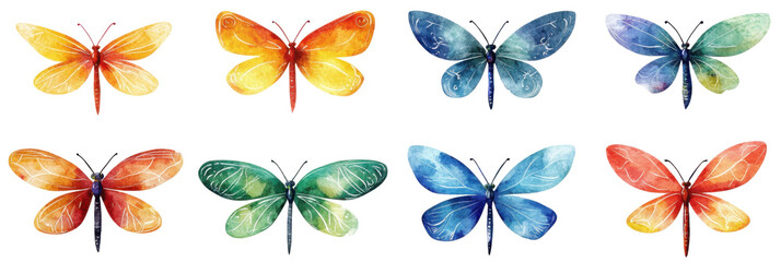 Obraz premium Colorful watercolor butterflies on a artistic translation of nature's beauty