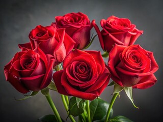 Obraz premium Stunning Red Roses on Gray Background - Elegant Floral Stock Photo