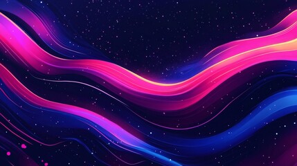 Abstract digital image featuring flowing lines and a starry background