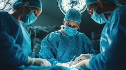 Surgeons Performing Operation in Modern Operating Room Environment