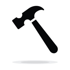 Hammer Icon in flat style isolated on white background. Hammer black silhouette for web, app, logo, UI.tool for industrial workers. Equipment for repair and reconstruction. Vector illustration, EPS10