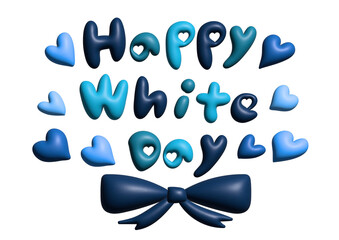 リボンとホワイトデーの文字3Dイラスト