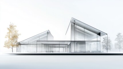 Modern Architectural Design; Glass Exterior; Contemporary Building; Outdoor Perspective; Stock Photo