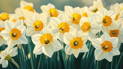 Fototapeta premium Spring Daffodils Bloom in Garden