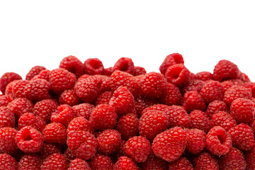 Tasty fresh raspberry isolated on a white background. Top view.