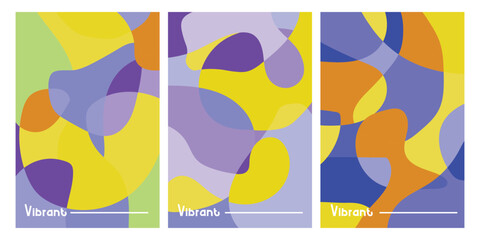 Abstract Background Creative concept of summer bright and juicy cards set. Modern abstract art design with liquid shapes Summer Color Vibrant