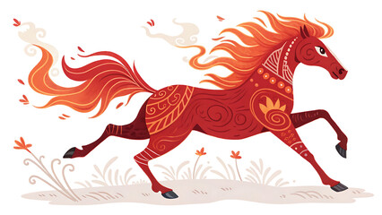 Running Red Fire Horse Symbol Of Chinese New Year 2026