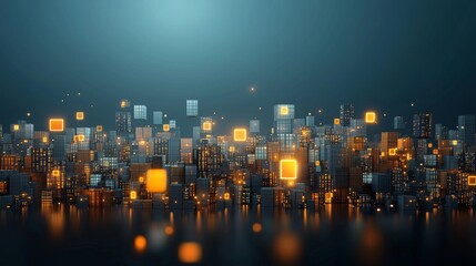 Fototapeta premium Futuristic city landscape showcase urban environment digital artwork nighttime setting high-tech viewpoint innovation concept