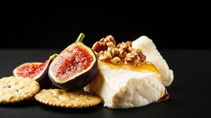 Creamy cheese paired with fresh figs, walnuts, and crunchy crack