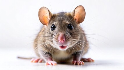 Surprised Rat on White Background - Candid Stock Photo