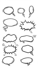 Fototapeta premium Collection of Various Comic Book Speech Bubbles and Dialog Boxes