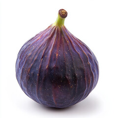 Single Ripe Purple Fig Isolated on White Background