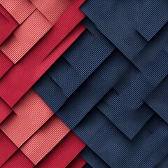 Abstract geometric pattern of overlapping squares in red and navy blue