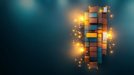 Dynamic cargo shipment scene modern warehouse digital art industrial environment aerial view logistics and supply chain management concepts