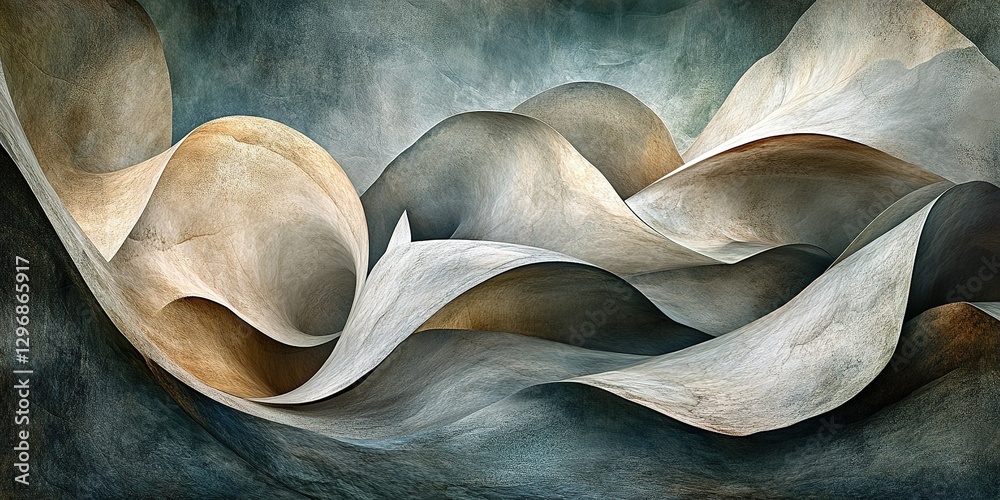 Poster abstract swirling forms create a dynamic composition evoking movement and depth in a neutral color p