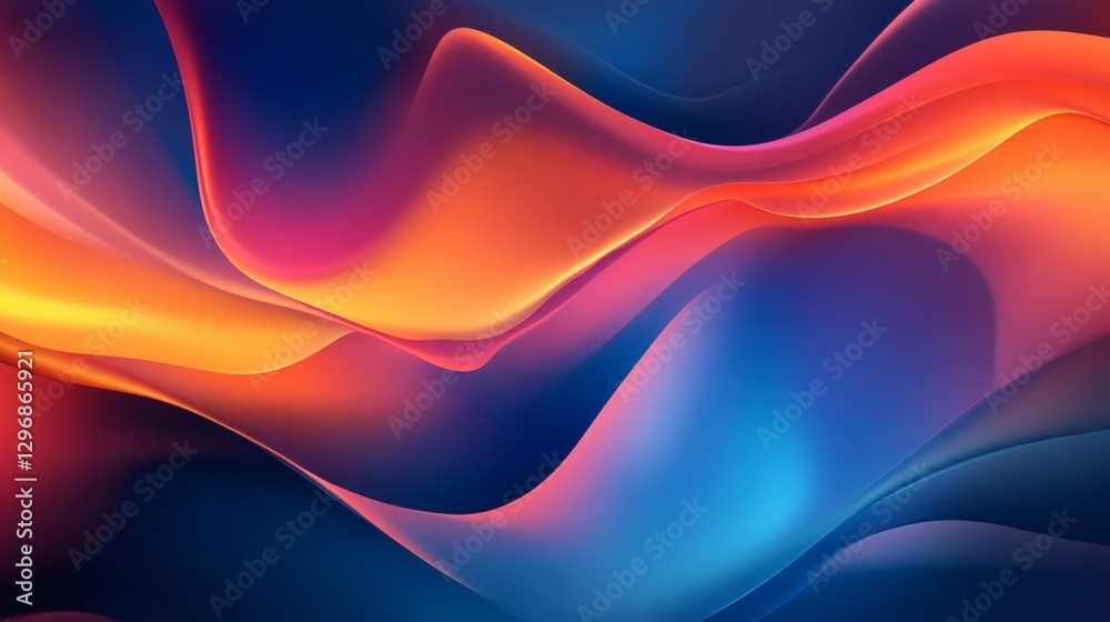 Canvas Prints abstract fluid curves with vibrant color gradients are showcased here