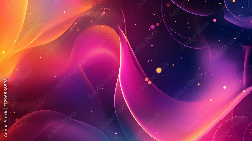 Canvas Prints abstract design featuring colorful waves with illuminated particles suspended freely
