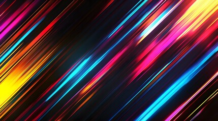 Abstract composition of vibrant diagonal streaks of colorful light