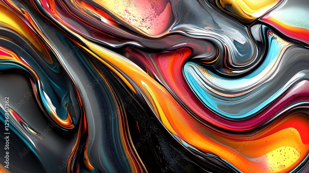 Canvas Prints abstract image depicts flowing layers of vibrant colorful liquids