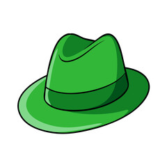 Green Fedora Hat Icon Illustration, A simple and vibrant green fedora hat illustration, perfect for fashion, style, and accessory-themed designs.
