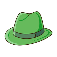Green Fedora Hat Icon Illustration, A simple and vibrant green fedora hat illustration, perfect for fashion, style, and accessory-themed designs.
