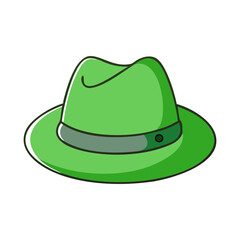 Green Fedora Hat Icon Illustration, A simple and vibrant green fedora hat illustration, perfect for fashion, style, and accessory-themed designs.
