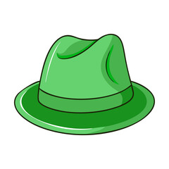 Green Fedora Hat Icon Illustration, A simple and vibrant green fedora hat illustration, perfect for fashion, style, and accessory-themed designs.
