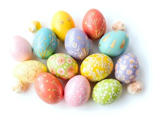 A colorful collection of hand painted decorative easter eggs