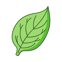 Naklejka premium Simple Green Leaf Icon Illustration, A clean and simple illustration of a green leaf, ideal for nature, eco, or environmental-themed designs. 