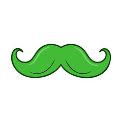 Vibrant Green Cartoon Mustache Design, A bold and vibrant green cartoon mustache design, perfect for playful, fun, and creative graphic projects.
