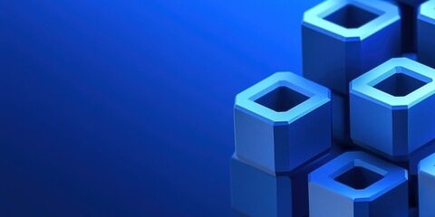 Obraz premium Blue geometric shapes arranged artistically on a reflective surface in a minimalist design