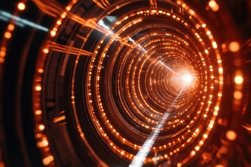 Obraz premium Mesmerizing tunnel of light, swirling patterns, glowing orbs cre