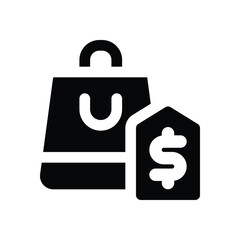 set price glyph icon. Strong and solid vector icon for websites, mobile interfaces, presentations, and visual branding. High quality and easy to edit.