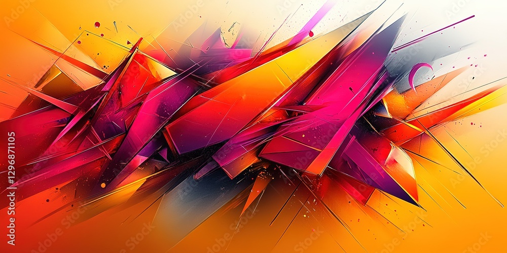 Poster abstract composition with vibrant colors and sharp geometric shapes creating a dynamic visual experi