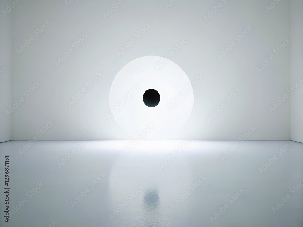 Poster surreal minimalist empty space: tiny circle in vast expanse - abstract background