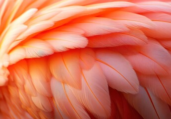 Fototapeta premium Close-Up View of Delicate Orange Feather Textures with Graceful Details and Vibrant Softness Capturing Nature's Elegant Beauty