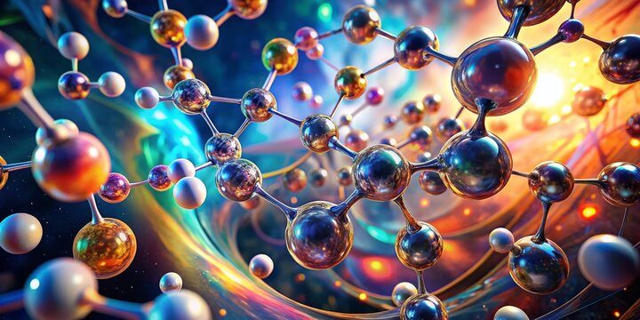 Surreal Microscopic View: Dimethyl Ether's 3D Molecular Structure, Simplest Ether