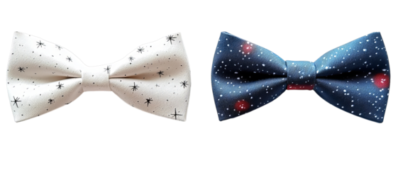 Png of Stylish bow ties with cosmic and starry night designs on transparent background.