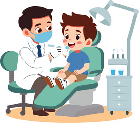 Dentist Examining Kid's Teeth for Cavity