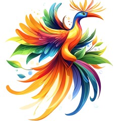 Obraz premium Rainbow Plumage: A vibrant bird with a stunning array of colorful feathers stands as a symbol of beauty, grace, and the wonders of the natural world.
