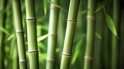 Obraz premium Close-up of vibrant green bamboo stalks.