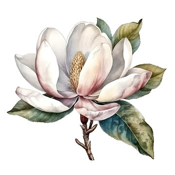 watercolor magnolia flower blossom white background clip art preview